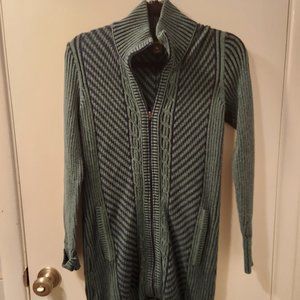 Eddie Bauer Women’s Small Ribbed Long Sleeve Ful Zip Cardigan Sweater Blue Green